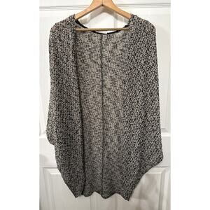 Poetry Black & White Knit Lightweight Drop Shoulder Open Front Cardigan, L